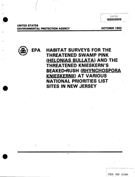 Habitat Surveys for the Threatened Swamp Pink (Helonias Bullata)