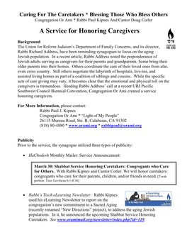 A Service for Honoring Caregivers