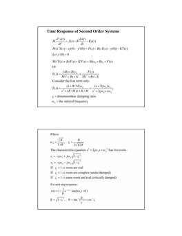 Time Response of Second Order Systems