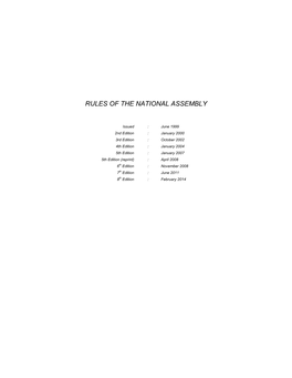 Rules of the National Assembly