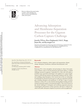 Advancing Adsorption and Membrane-Separation Processes for the Gigaton Carbon Capture Challenge