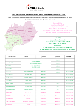 Liste Des Assistantes Maternelles Agrées Par Le Conseil Départemental De L'orne