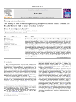 The Ability of Non-Bacteriocin Producing Streptococcus Bovis Strains to Bind and Transfer Bovicin HC5 to Other Sensitive Bacteriaq