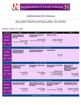 Conference at a Glance