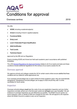 AQA Conditions for Approval for Overseas Centres