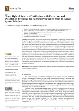 Novel Hybrid Reactive Distillation with Extraction and Distillation Processes for Furfural Production from an Actual Xylose Solution