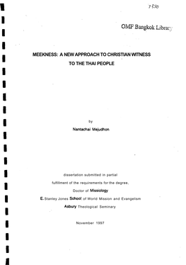 A New Approach to Christian Witness to the Thai People