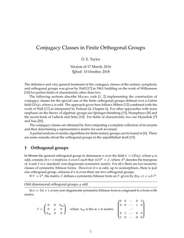 Conjugacy Classes in Finite Orthogonal Groups