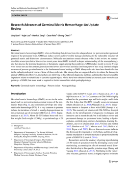 Research Advances of Germinal Matrix Hemorrhage: an Update Review