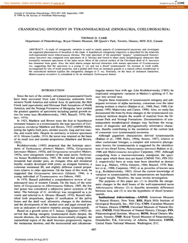 Craniofacial Ontogeny in Tyrannosauridae (Dinosauria, Coelurosauria)