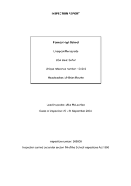 INSPECTION REPORT Formby High School Liverpool/Merseyside LEA