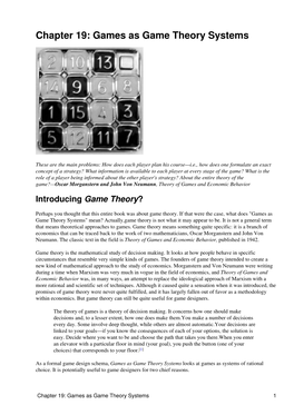 Chapter 19: Games As Game Theory Systems