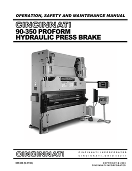 Hydraulic Press Brake 90-350 Proform