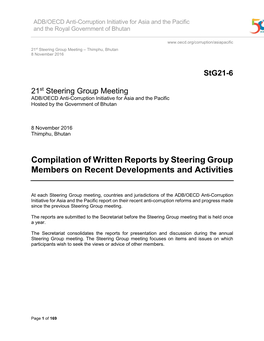 Compilation of Written Reports by Steering Group Members on Recent Developments and Activities