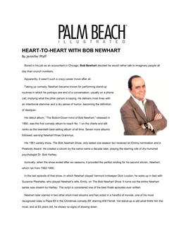 HEART-TO-HEART with BOB NEWHART by Jennifer Pfaff