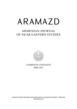 Aramazd Armenian Journal of Near Eastern Studies