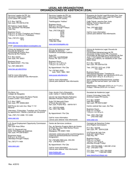 Legal Aid Organizations Organizaciones De Asistencia Legal