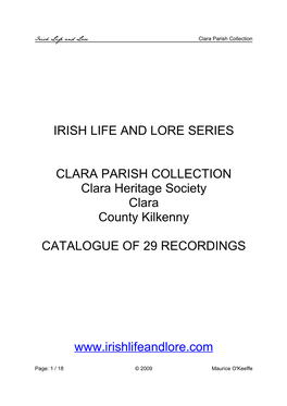 Irish Life and Lore Series Clara Parish Collection