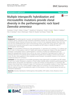 Multiple Interspecific Hybridization and Microsatellite Mutations Provide Clonal Diversity in the Parthenogenetic Rock Lizard Darevskia Armeniaca