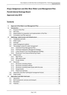 King's Sedgemoor and Aller Moor Water Level Management Plan