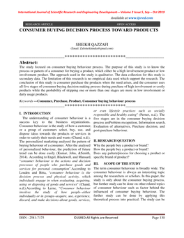 Consumer Buying Decision Process Toward Products