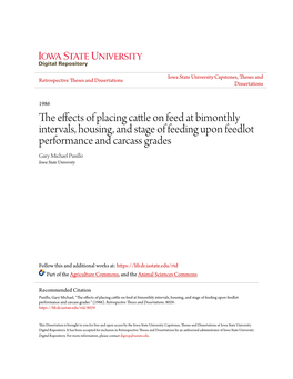 The Effects of Placing Cattle on Feed at Bimonthly Intervals, Housing, and Stage of Feeding Upon Feedlot Performance and Carcass Grades 