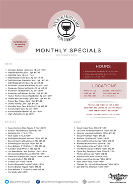 August 2021 Liquor Store Monthly Specials Flyer