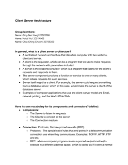 Client Server Architecture