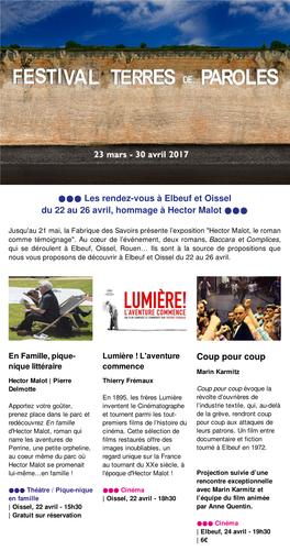 Les Rendez-Vous À Elbeuf Et Oissel Du 22 Au 26 Avril, Hommage À Hector Malot ●●●