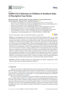 SARS-Cov-2 Infection in Children in Southern Italy: a Descriptive Case Series