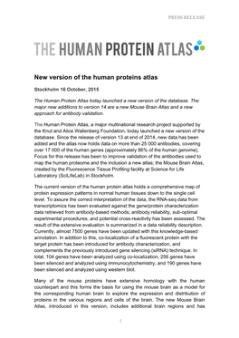 New Version of the Human Proteins Atlas