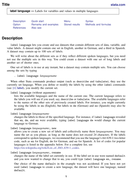Label Language — Labels for Variables and Values in Multiple Languages
