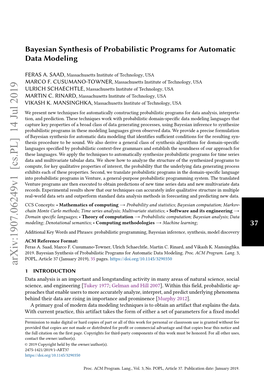 Bayesian Synthesis of Probabilistic Programs for Automatic Data Modeling