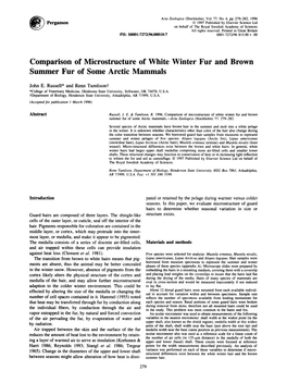 Comparison of Microstructure of White Winter Fur and Brown Summer Fur of Some Arctic Mammals