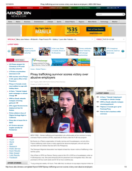 Pinay Trafficking Survivor Scores Victory Over Abusive Employers | ABS­CBN News