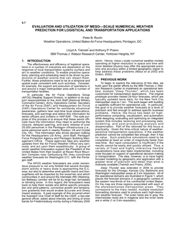 Scale Numerical Weather Prediction for Logistical and Transportation Applications