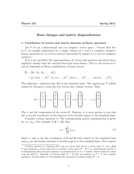 Basis Changes and Matrix Diagonalization