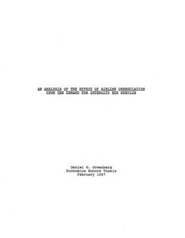 Effect of Airline Deregulation Upon the Demand Iqb Intercity Bus Service