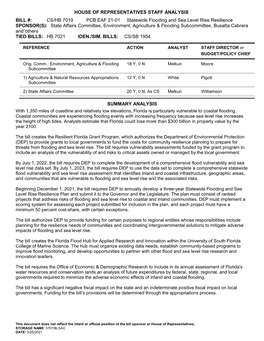 House of Representatives Staff Analysis