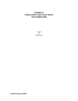 Georgia: Parliamentary Elections November 2003