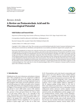 A Review on Protocatechuic Acid and Its Pharmacological Potential