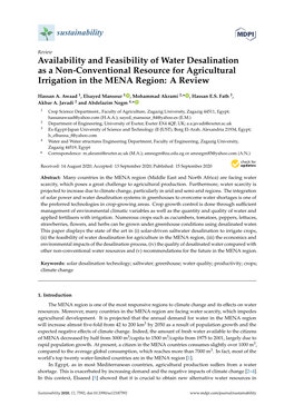 Availability and Feasibility of Water Desalination As a Non-Conventional Resource for Agricultural Irrigation in the MENA Region: a Review