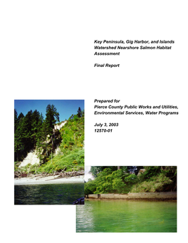 Key Peninsula, Gig Harbor, and Islands Watershed Nearshore Salmon Habitat Assessment