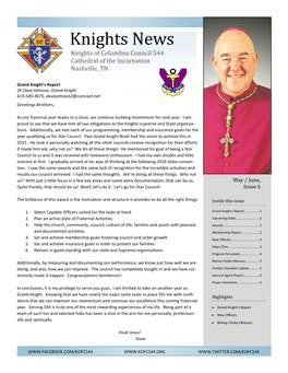 Knights News Knights of Columbus Council 544 Cathedral of the Incarnation Nashville, TN