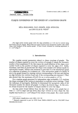 Clique Coverings of the Edges of a Random Graph