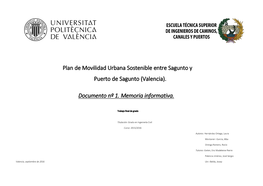 Plan De Movilidad Urbana Sostenible Entre Sagunto Y Puerto De Sagunto (Valencia)