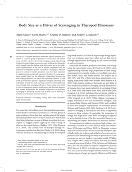 Body Size As a Driver of Scavenging in Theropod Dinosaurs