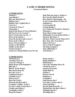 2 and 3 CHORD SONGS (Comments Below)