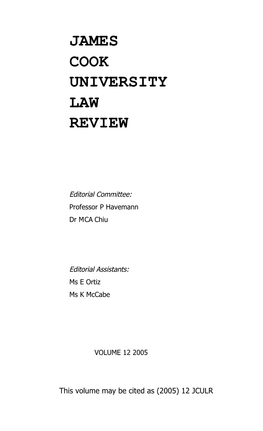 James Cook University Law Review