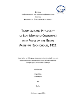 Taxonomy and Phylogeny of Leaf Monkeys with Focus on the Genus